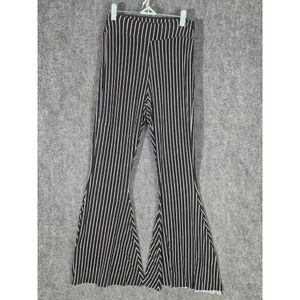L&B Lucky & Blessed Womens Black White Pinstripe High Rise‎ Flare Pants Small